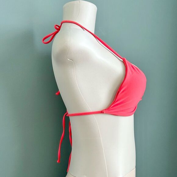 Volcom Simply Seamless Triangle True Red String Bikini Swim Top Size Medium - Picture 5 of 11